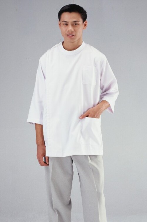 【C08017】白色七分袖醫師上衣  |產品目錄|醫師藥檢服