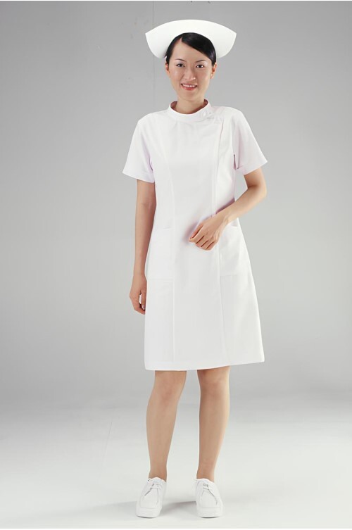 洋裝A08016 // 白色短袖護師洋裝  |產品目錄|女護理師服|洋裝