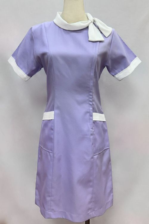 A68066c#深粉紫色短袖護師洋裝  |產品目錄|女護理師服|洋裝