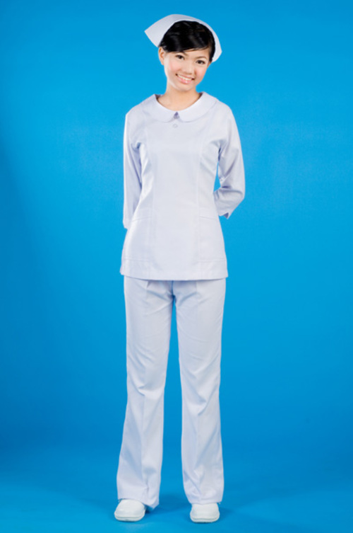 B03017#白色七分袖護師褲裝  |產品目錄|女護理師服|套裝