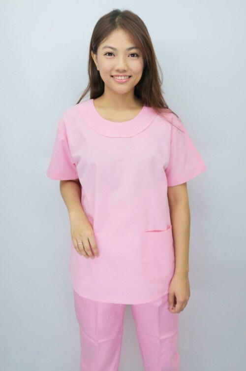 B21026#女-粉紅色短袖刷手服套裝  |產品目錄|手術用品系列|刷手服套裝
