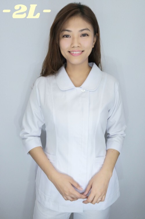 B30017_2L#白色七分袖護師服褲裝
