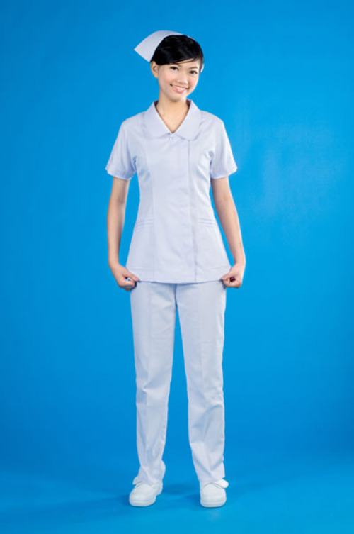 B30016#白色短袖護師服褲裝