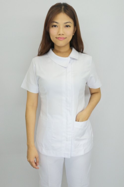 B45016#白色短袖護師褲裝