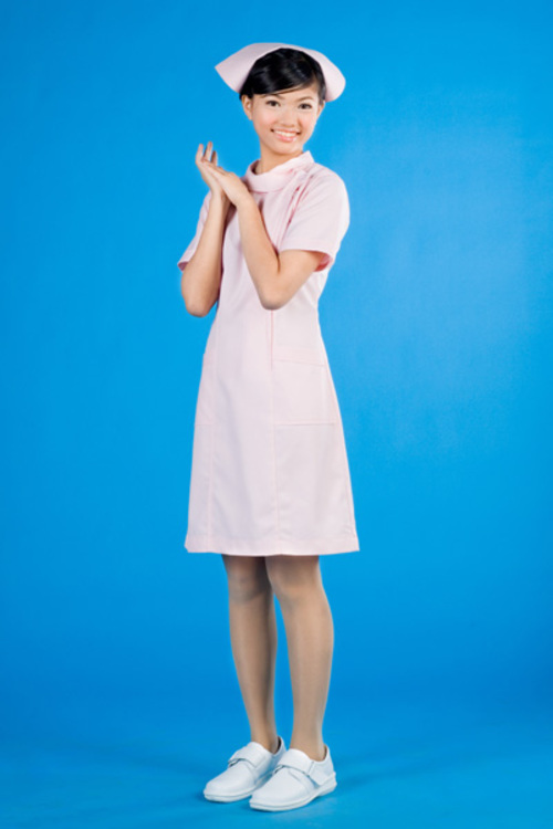 洋裝A11026 // 粉紅色短袖護師洋裝  |產品目錄|女護理師服|洋裝