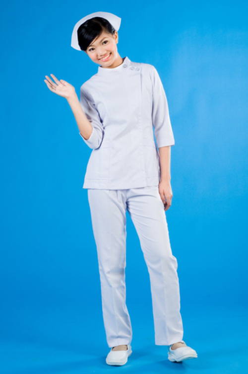 B10017#白色七分袖護師褲裝  |產品目錄|女護理師服|套裝