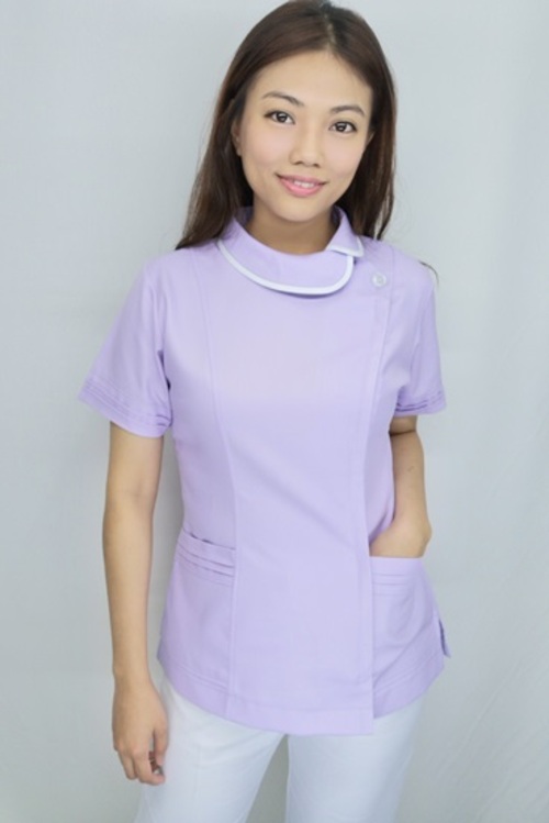 B11066b-3#深粉紫色短袖護師褲裝  |產品目錄|女護理師服|套裝