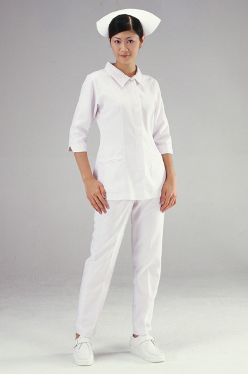 B16017#白色七分袖護師褲裝  |產品目錄|女護理師服|套裝