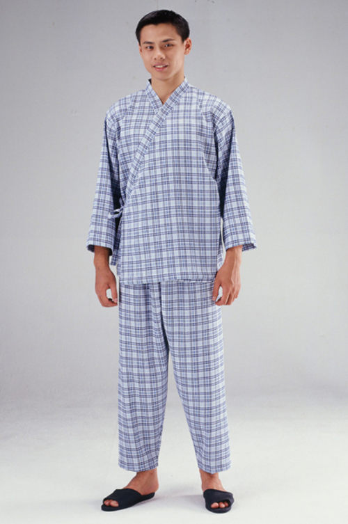 B18128#格紋長袖和服式病人服套裝(以現有花色為主)  |產品目錄|病房用品系列|病人服
