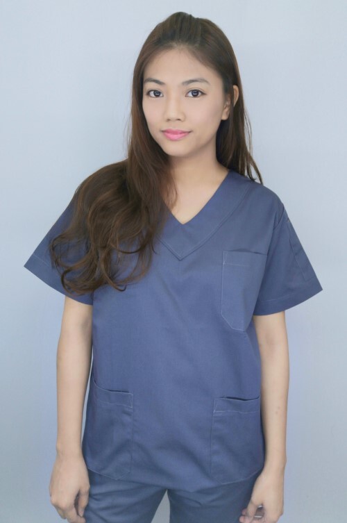 B20186_1#女-鐵灰色短袖刷手服套裝(有筆插)  |產品目錄|手術用品系列|刷手服套裝