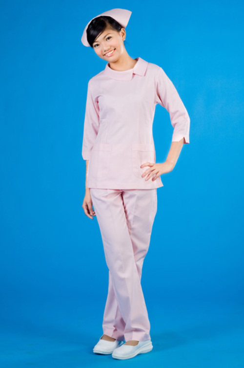 B24027#粉紅色七分袖護師褲裝  |產品目錄|女護理師服|套裝