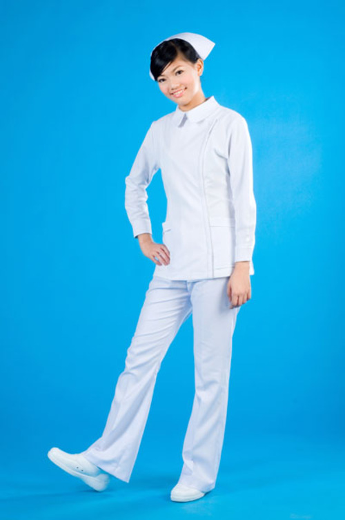 B37018#白色長袖護師褲裝  |產品目錄|女護理師服|套裝