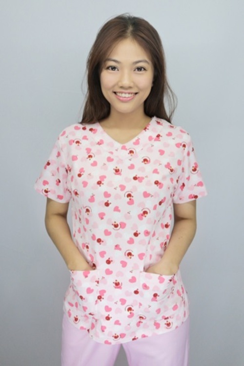 B38266#粉紅兔短袖護師褲裝  |產品目錄|女護理師服|套裝