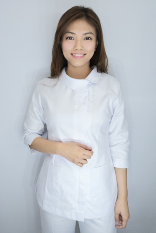 B45017#白色七分袖護師服褲裝  |產品目錄|女護理師服|套裝