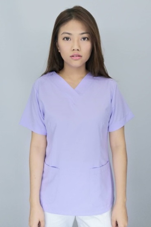 褲裝 /【 B61066_1 】淡粉紫色 短袖護師服 (免燙快乾彈力布)  |產品目錄|女護理師服|套裝