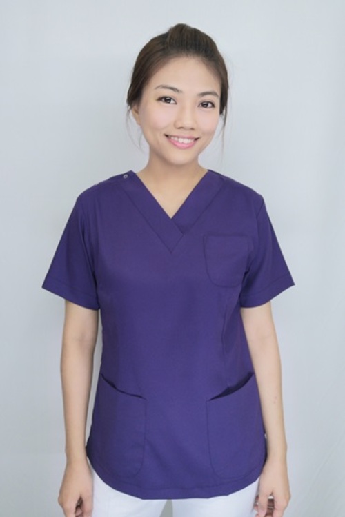 褲裝 /【 B61066_2 】深紫色 短袖護師服 (免燙快乾彈力布)  |產品目錄|女護理師服|套裝