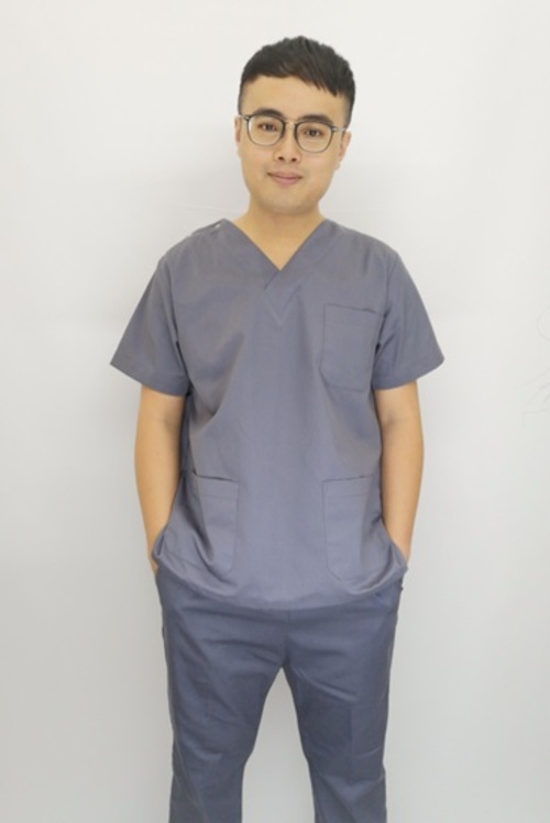 B63186#男-鐵灰色短袖刷手服套裝  |產品目錄|手術用品系列|刷手服套裝