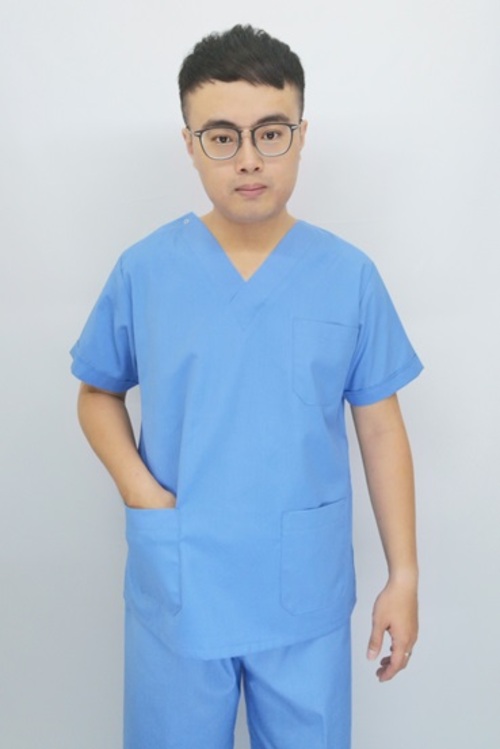 B63286#男-水藍色短袖刷手服套裝  |產品目錄|手術用品系列|刷手服套裝