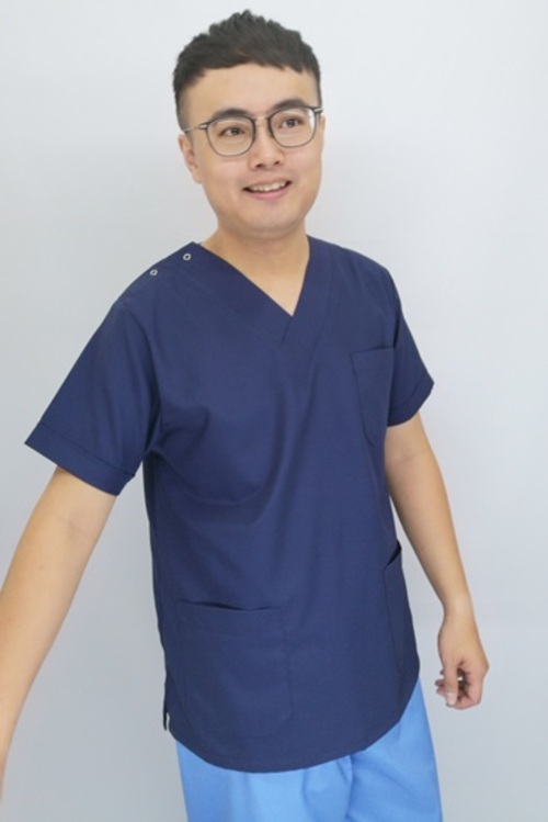 B63296#男-深藍色短袖刷手服套裝  |產品目錄|手術用品系列|刷手服套裝