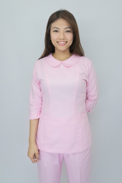 上衣TB03027 // 粉紅色七分袖護師服單上衣  |產品目錄|女護理師服|上衣