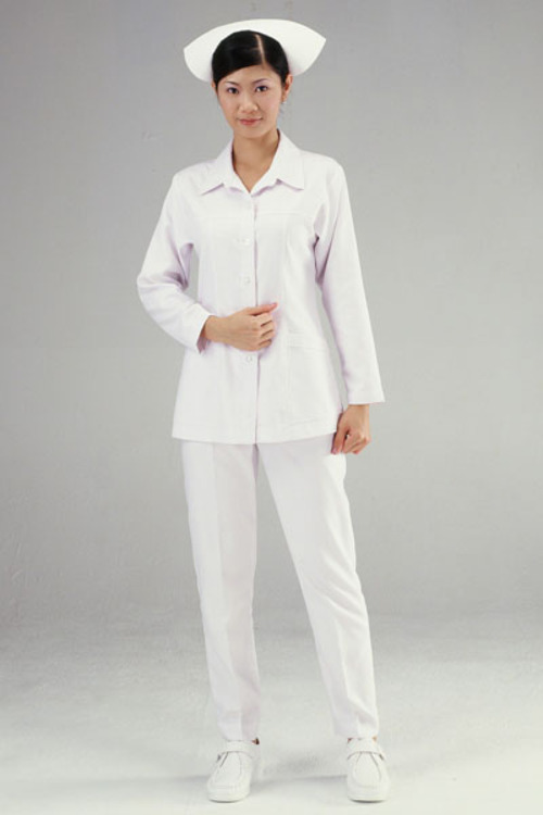 上衣TB08018 // 白色長袖排釦護師服單上衣  |產品目錄|女護理師服|上衣