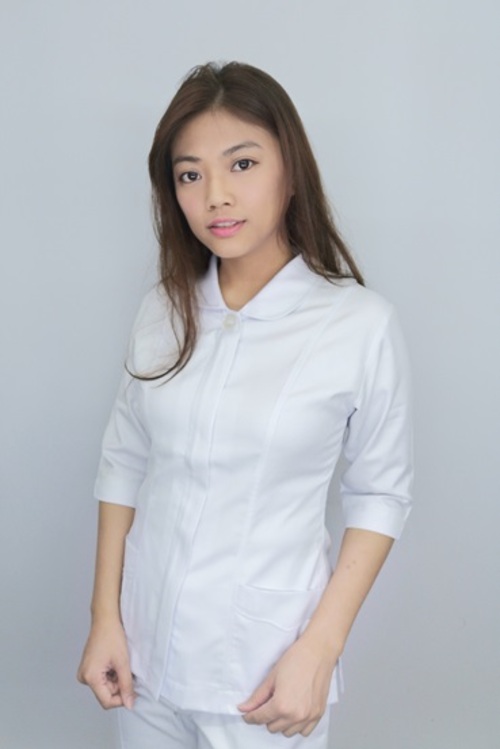 上衣TB32017 // 白色七分袖護師服單上衣  |產品目錄|女護理師服|上衣