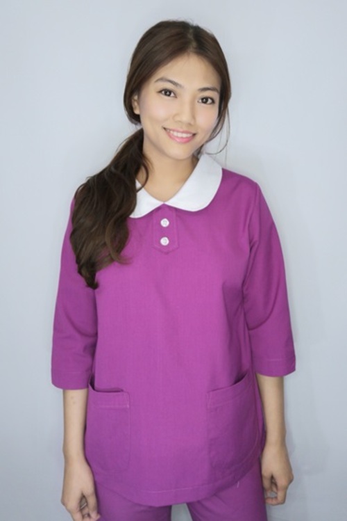 上衣TB46157d // 紫紅色七分袖護師服單上衣  |產品目錄|女護理師服|上衣