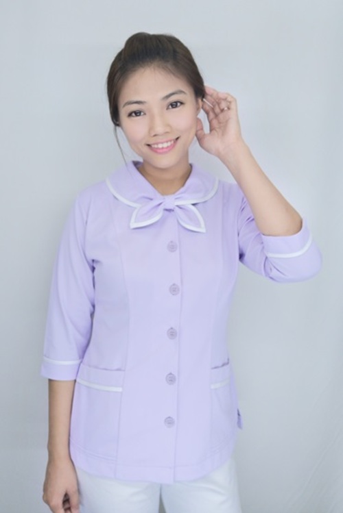 上衣TB47067b // 淡紫色七分袖護師服單上衣(科技機能布)  |產品目錄|女護理師服|上衣