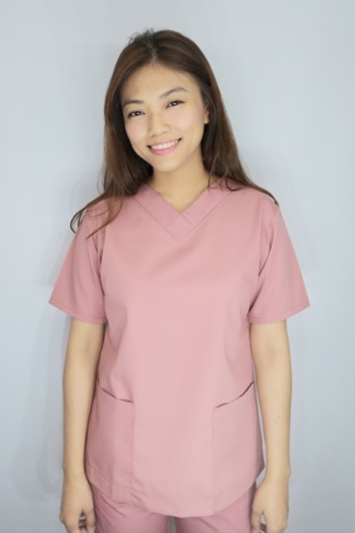 上衣TB61206 // 藕粉色短袖護師服單上衣  |產品目錄|女護理師服|上衣