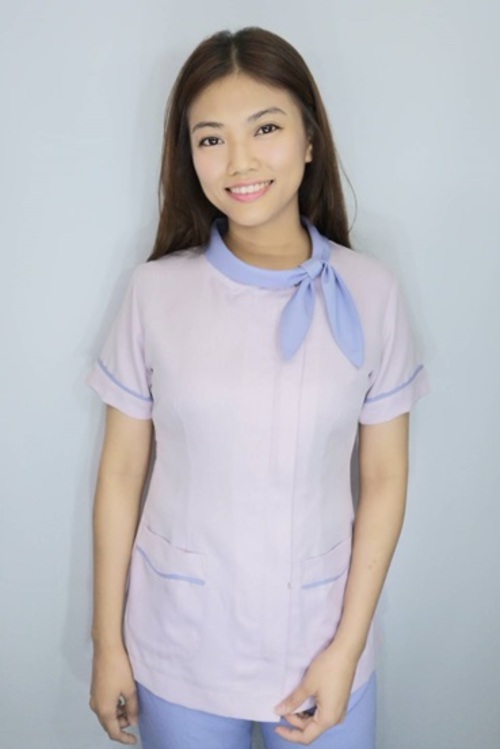 上衣TB65066c // 粉紫色短袖護師服上衣(透氣快乾棉麻質感布)  |產品目錄|女護理師服|上衣